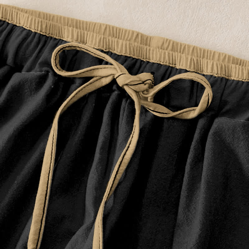 Buddha Stones Cotton Zen Bamboo Pattern Women's Elastic Waist Pants With Pockets - image 1