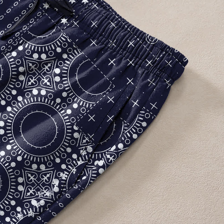 Buddha Stones Cotton Bohemian Bandana Pattern Men's Tapered Pants With Pockets - image 2