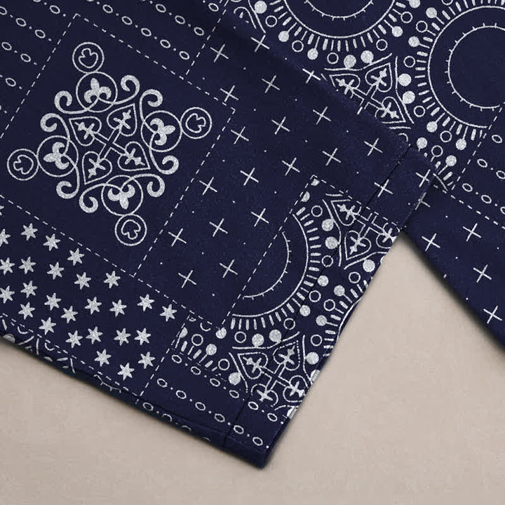 Buddha Stones Cotton Bohemian Bandana Pattern Men's Tapered Pants With Pockets - image 3