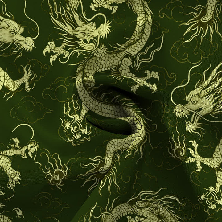 Buddha Stones Golden Dragon Cloud Pattern Buttons Wrinkle-resistant Men's Short Sleeve Shirt - image 9
