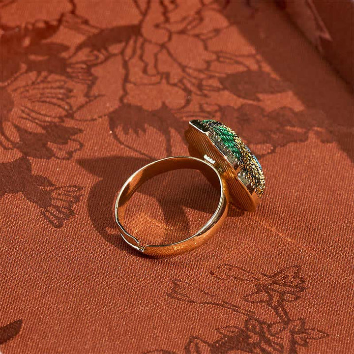 Buddha Stones Song Brocade Gourd Shaped Blessing Adjustable Vintage Chinese Style Ring - image 6