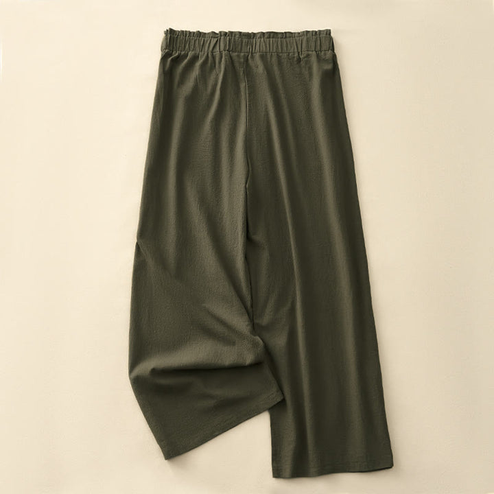 Buddha Stones Spring Summer Casual Minimalist Solid Drawstring Long Pants Women's Straight Leg Pants With Pockets - image 14