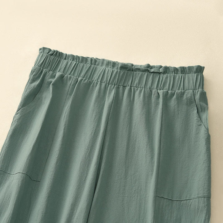 Buddha Stones Spring Summer Casual Minimalist Solid Drawstring Long Pants Women's Straight Leg Pants With Pockets - image 9