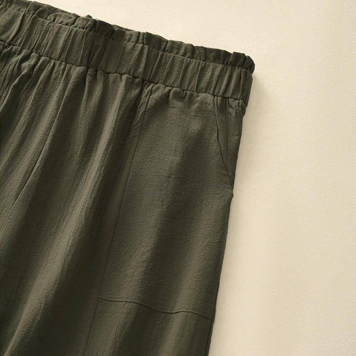 Buddha Stones Spring Summer Casual Minimalist Solid Drawstring Long Pants Women's Straight Leg Pants With Pockets - image 16