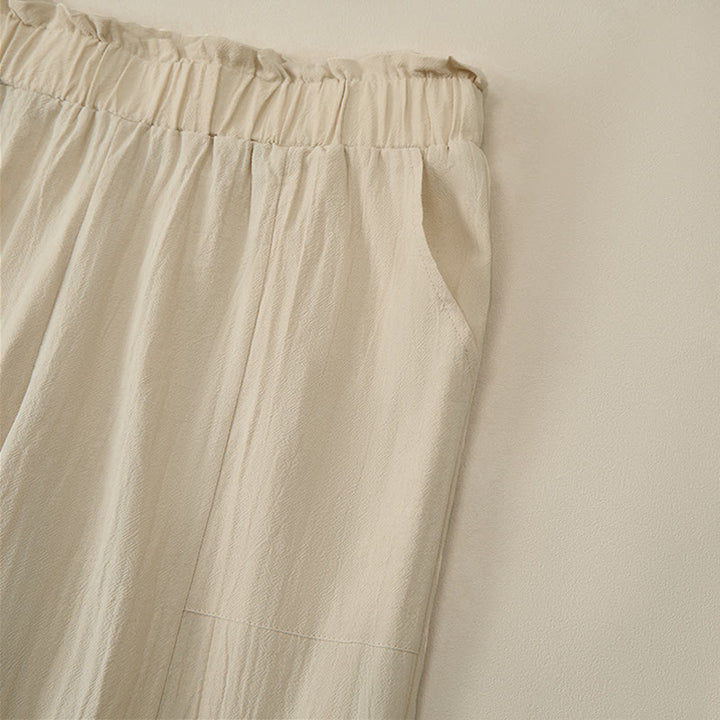 Buddha Stones Spring Summer Casual Minimalist Solid Drawstring Long Pants Women's Straight Leg Pants With Pockets - image 3