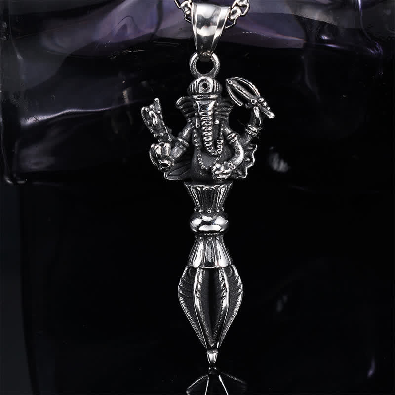 Buddha Stones Stainless Steel Ganesh Vajra Spiritual Power Pendant Necklace - image 2