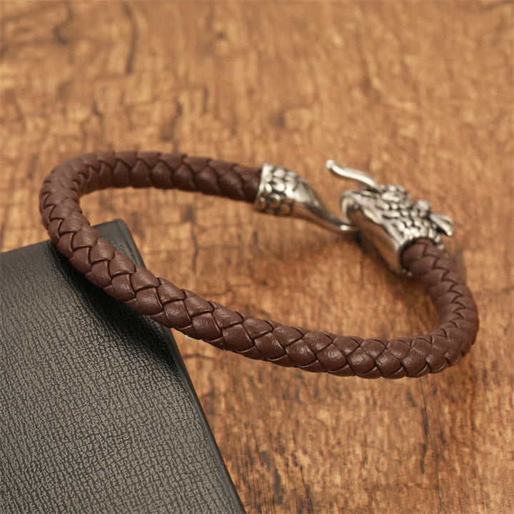 Buddha Stones Braided Leather Dragon Strength Punk Bracelet - image 8