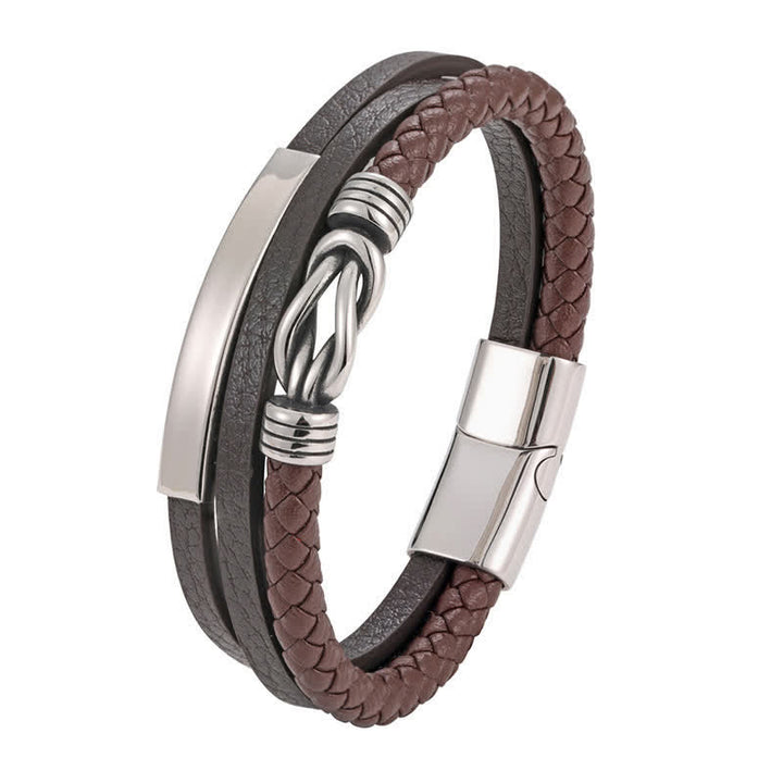 Buddha Stones Leather Braided Protection Geometric Magnetic Clasp Bracelet - image 6
