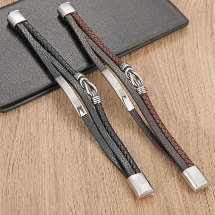 Buddha Stones Leather Braided Protection Geometric Magnetic Clasp Bracelet - image 8