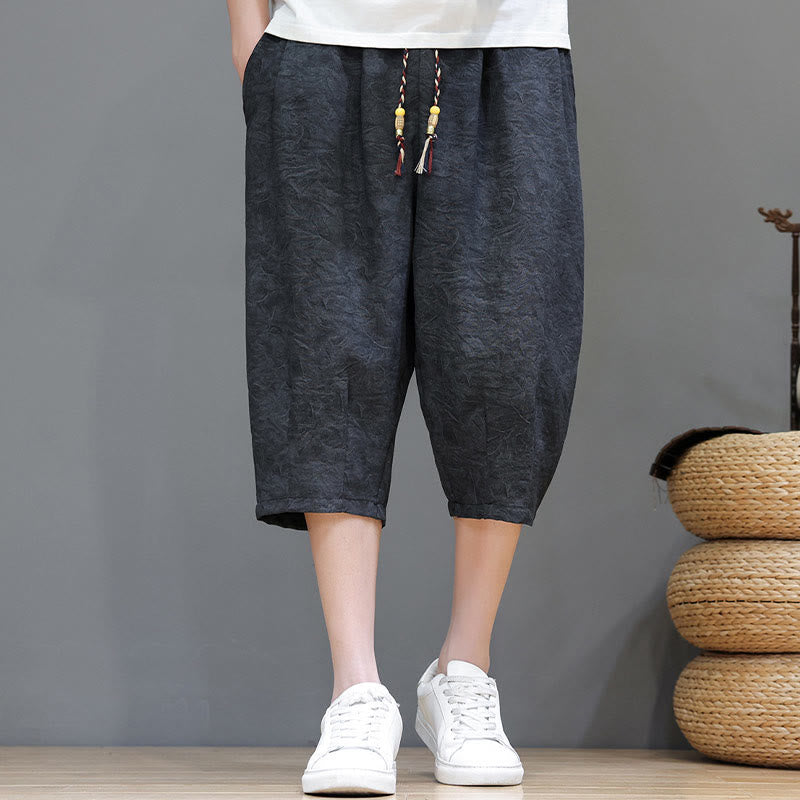 Buddha Stones Summer Casual Boho Drawstring Abstract Men's Shorts With Pocket - Black - US/UK/AU48, EU58 (6XL) - image 8