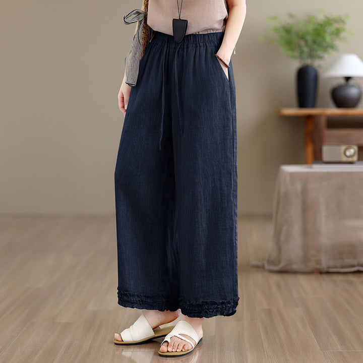 Buddha Stones Summer Casual Drawstring Solid Cropped Pants Women's Harem Pants With Pocket - image 11