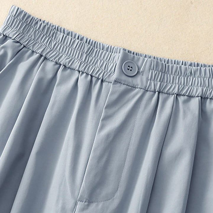Buddha Stones Summer Casual Elegant Button-Up Solid Zipper Design Ruffles Hem Cropped Pants Women's Harem Pants With Pocket - image 10