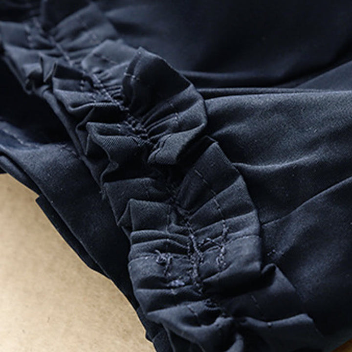 Buddha Stones Summer Casual Elegant Button-Up Solid Zipper Design Ruffles Hem Cropped Pants Women's Harem Pants With Pocket - image 18