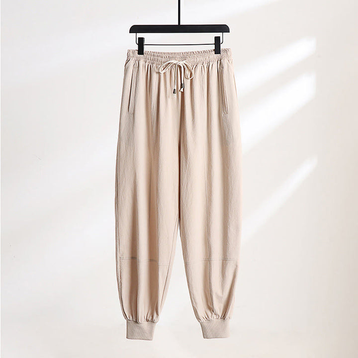 Buddha Stones Summer Casual Drawstring Elastic Waist Solid Ankle Pants Men's Tapered Pants With Pockets - Wheat - US/UK/AU54, EU64 (9XL) - image 12