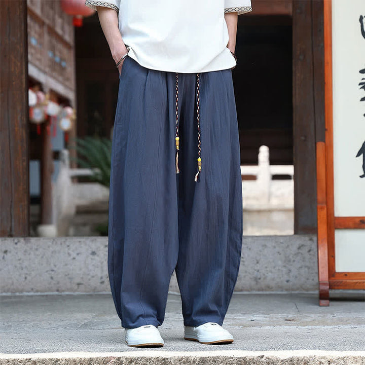 Buddha Stones Summer Casual Minimalist Drawstring Solid Ankle Pants Men's Straight Leg Pants With Pockets - MidnightBlue - US/UK/AU46, EU56 (5XL) - image 10