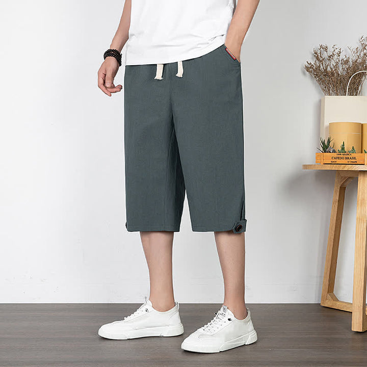 Buddha Stones Summer Casual Minimalist Drawstring Solid Half Pants Men's Straight Leg Pants With Pocket - Gray - US/UK/AU54, EU64 (9XL) - image 8