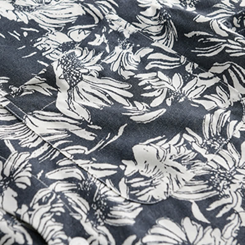 Buddha Stones Summer Casual Button-Up Sunflower Floral Men's Short Sleeve Shirts With Patch Pocket - image 3