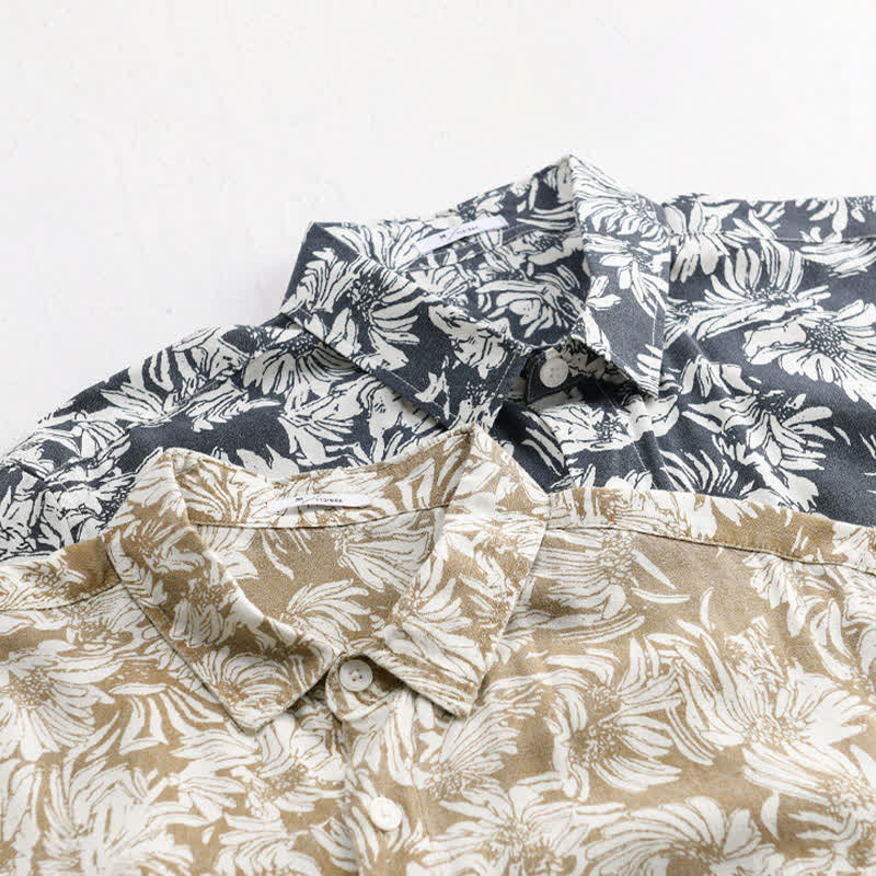 Buddha Stones Summer Casual Button-Up Sunflower Floral Men's Short Sleeve Shirts With Patch Pocket - image 13