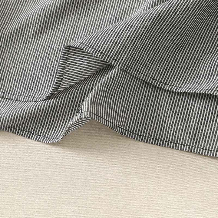 Buddha Stones Summer Casual Simple Side Slit Striped Women's Short Sleeve Dresses With Pocket - image 12