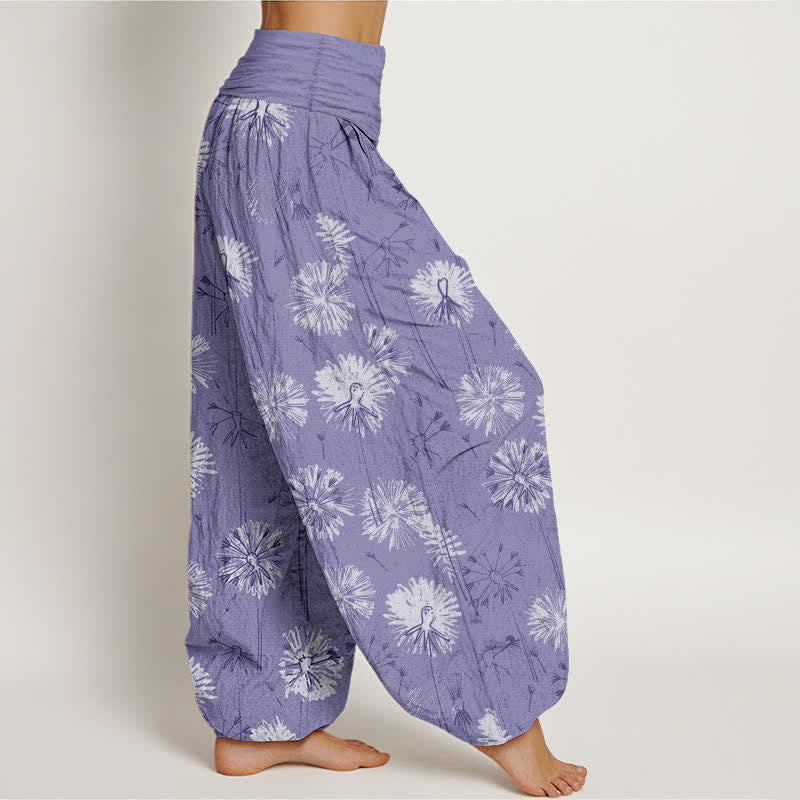 Buddha Stones Pure Cotton Dandelion Burst Pattern Women's Elastic Waist Harem Pants - image 7