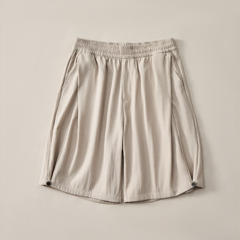 Buddha Stones Summer Casual Minimalist Drawstring Elastic Waist Solid Men's Shorts With Pocket - image 2