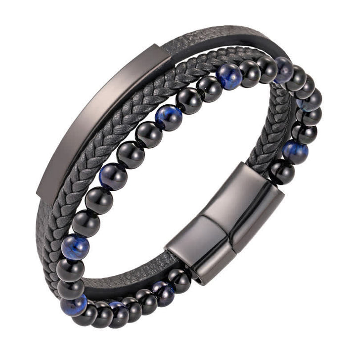 Buddha Stones Braided Leather Tiger Eye Strength Multi Layer Bracelet - Lapis-style - image 15