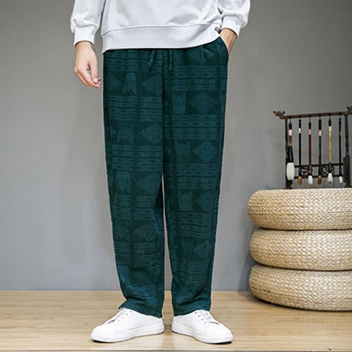 Buddha Stones Spring Summer Casual Vintage Geometric Long Pants Men's Straight Leg Pants With Pockets - image 22