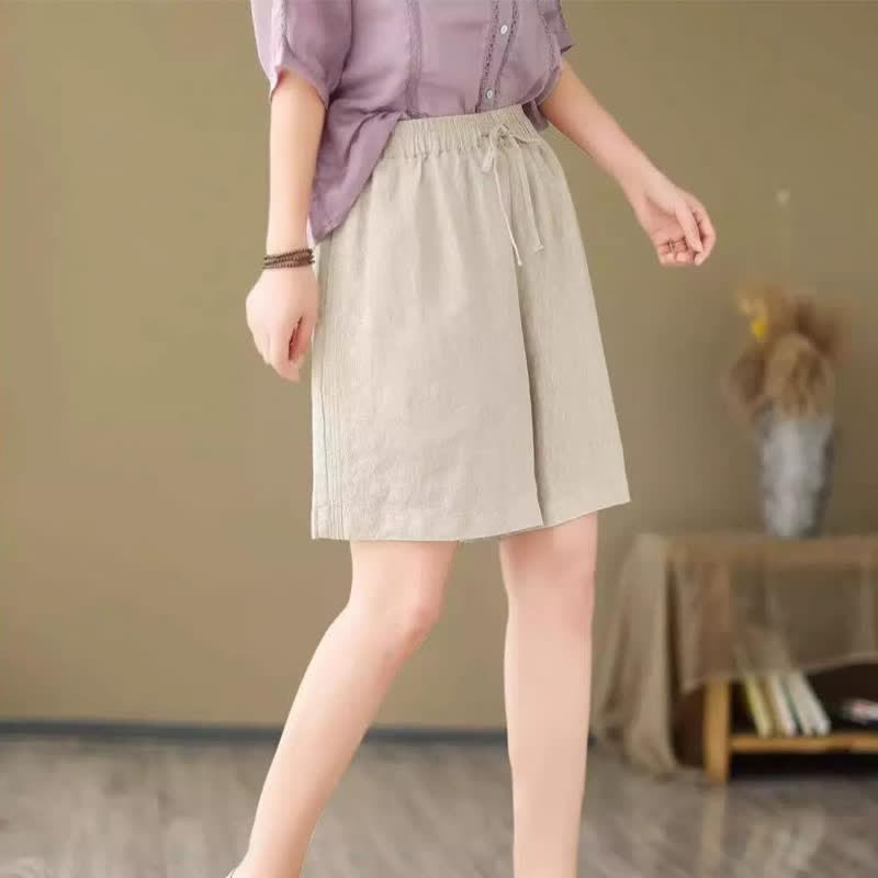 Buddha Stones Summer Casual Drawstring Solid Women's Shorts With Pocket - image 21
