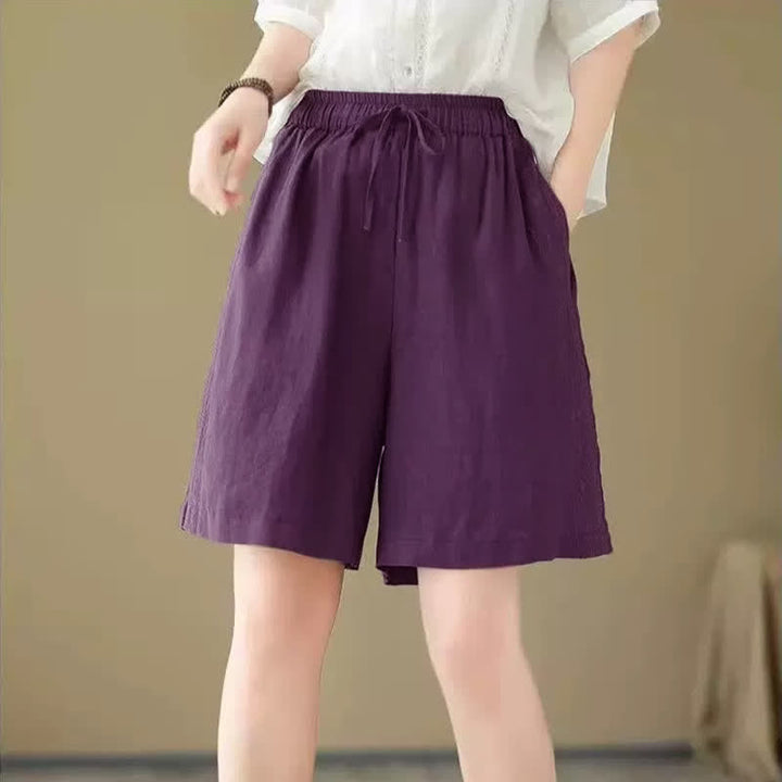 Buddha Stones Summer Casual Drawstring Solid Women's Shorts With Pocket - image 18