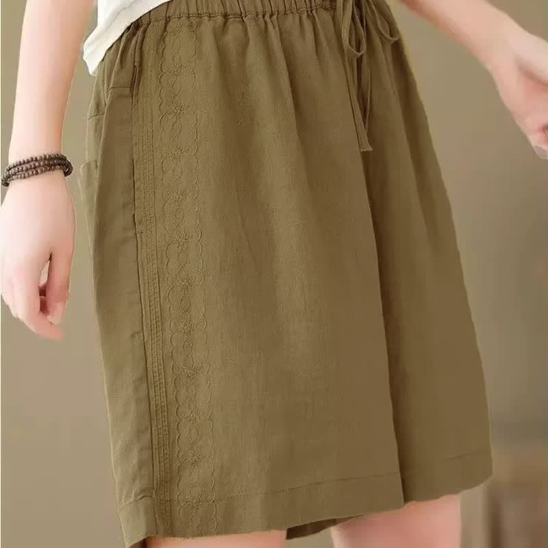 Buddha Stones Summer Casual Drawstring Solid Women's Shorts With Pocket - image 2