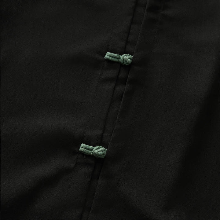 Buddha Stones Spring Summer Tang Style Casual Frog Button Solid Men's Long Sleeve Shirts - image 9