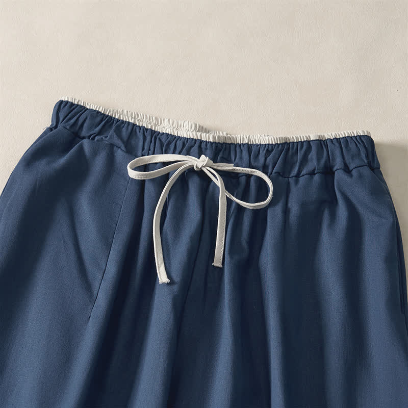 Buddha Stones Summer Casual Minimalist Drawstring Solid Cropped Pants Women's Harem Pants With Pocket - image 2