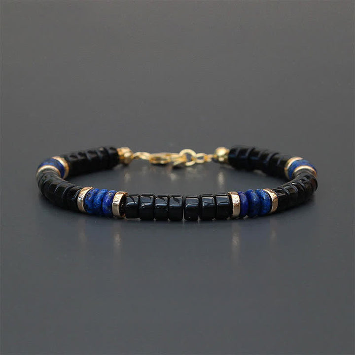 Buddha Stones Lapis Lazuli Black Onyx Truth Cube Bead Bracelet - Lapis Lazuli(Wisdom ♥ Truth)(Wrist Circumference: 18-19cm) - image 0