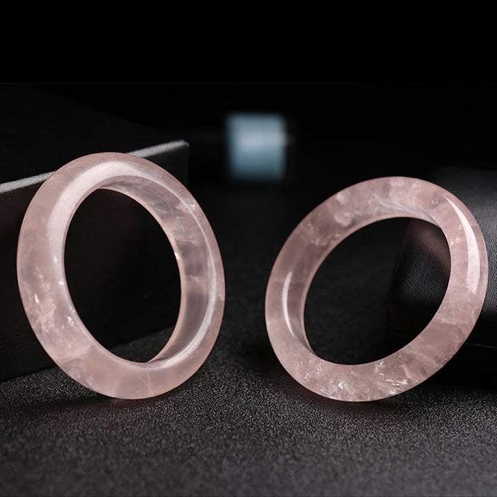Buddha Stones  Natural Rose Quartz Love Caring Bracelet Bangle - image 5