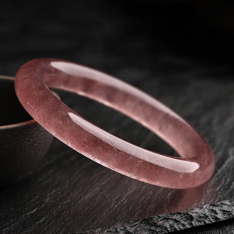 Buddha Stones Natural Strawberry Quartz Love Healing Bracelet Bangle - image 1