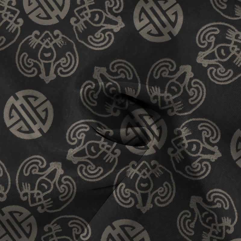 Buddha Stones Vintage Medallion Geometric Pattern Buttons Breathable Men's Short Sleeve Shirt - image 2
