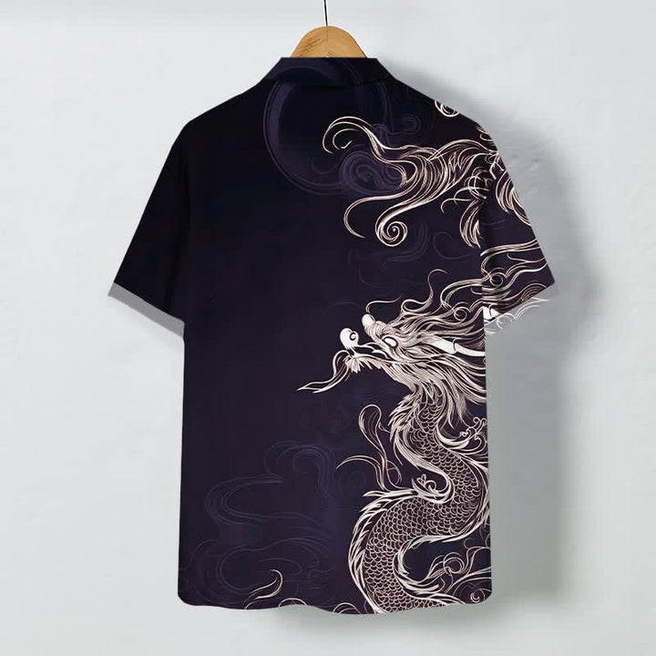 Buddha Stones Oriental Dragon Cloud Pattern Buttons Wrinkle-resistant Men's Short Sleeve Shirt - image 8