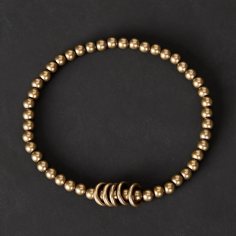 Buddha Stones 4mm Small Beads Brass Healing Bracelet - image 1