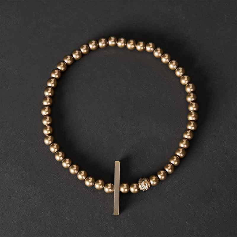 Buddha Stones 4mm Small Round Shape Beads Brass Healing Bracelet - image 1