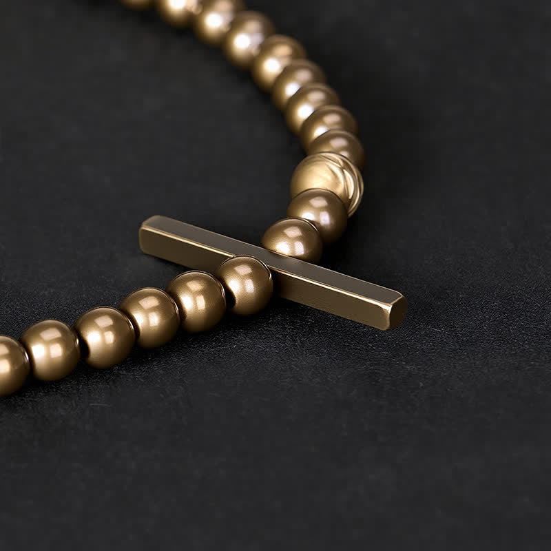 Buddha Stones 4mm Small Round Shape Beads Brass Healing Bracelet - image 3