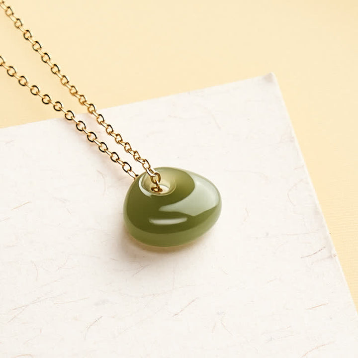 Buddha Stones Jade Child Lock Luck Mini Pendant Necklace - image 1