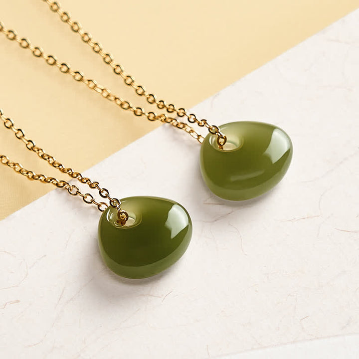 Buddha Stones Jade Child Lock Luck Mini Pendant Necklace - image 3