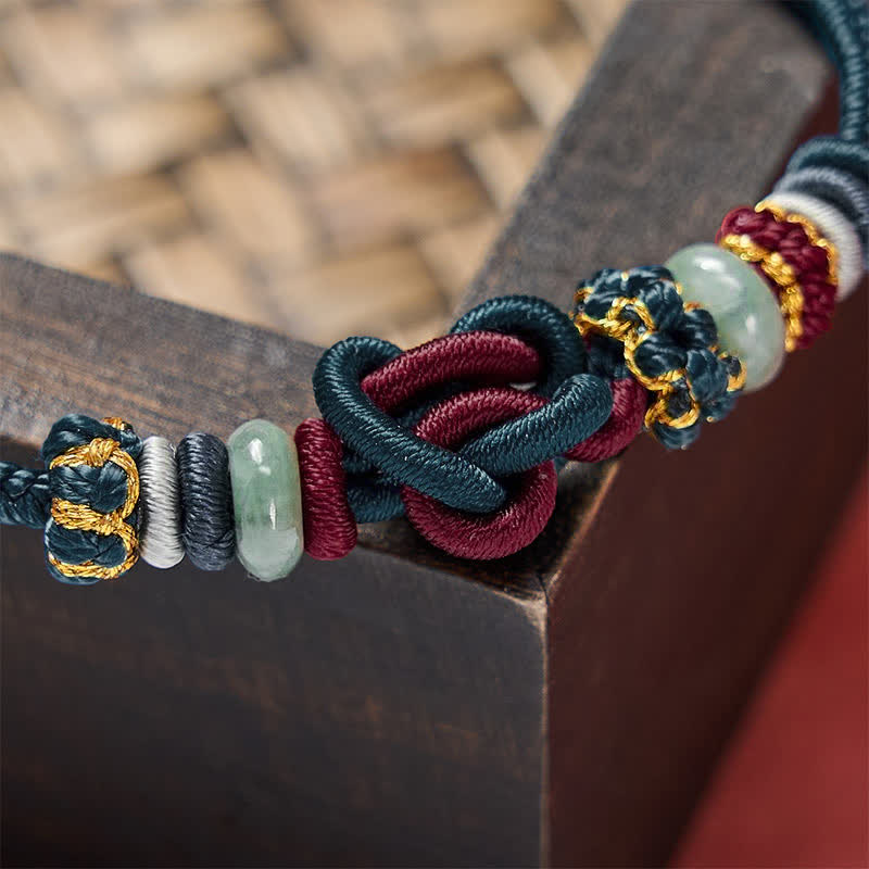 Buddha Stones Hand-Woven Love Heart Knot Jade Luck Braided Cord Bracelet - image 19