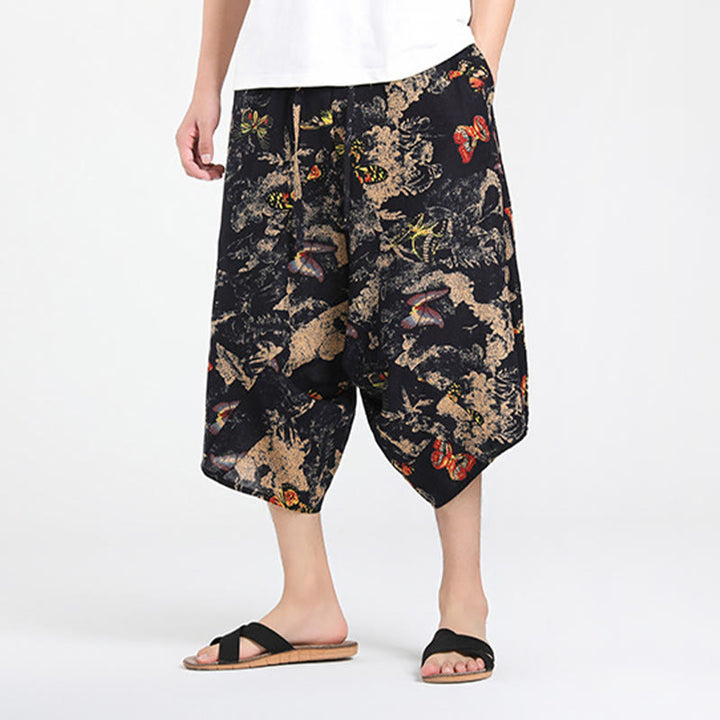 Buddha Stones Summer Boho Casual Drawstring Abstract Geometry Capri Pants Men's Harem Pants With Pocket - image 26