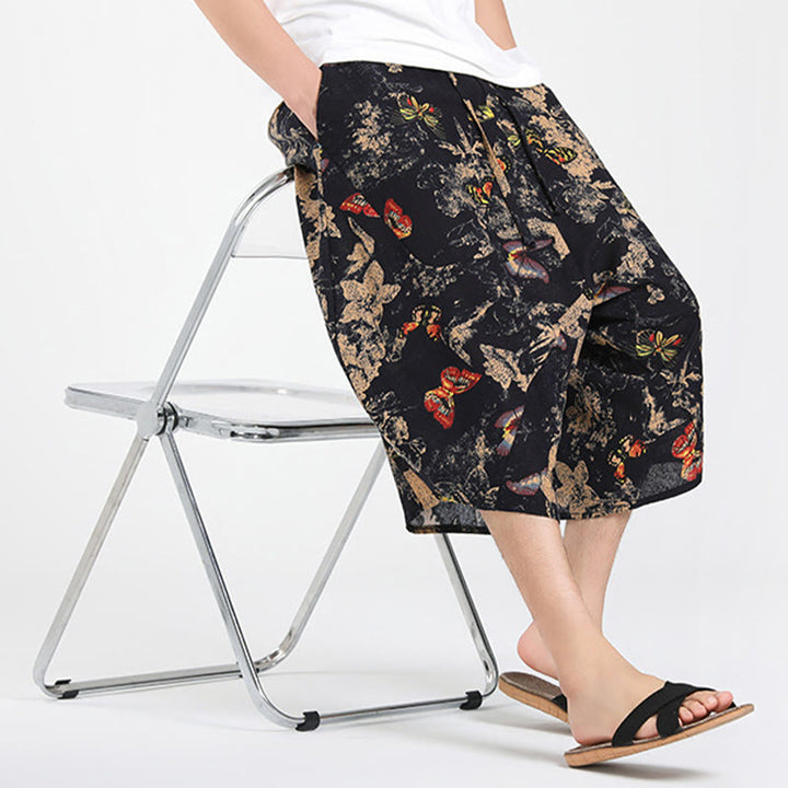 Buddha Stones Summer Boho Casual Drawstring Abstract Geometry Capri Pants Men's Harem Pants With Pocket - image 30