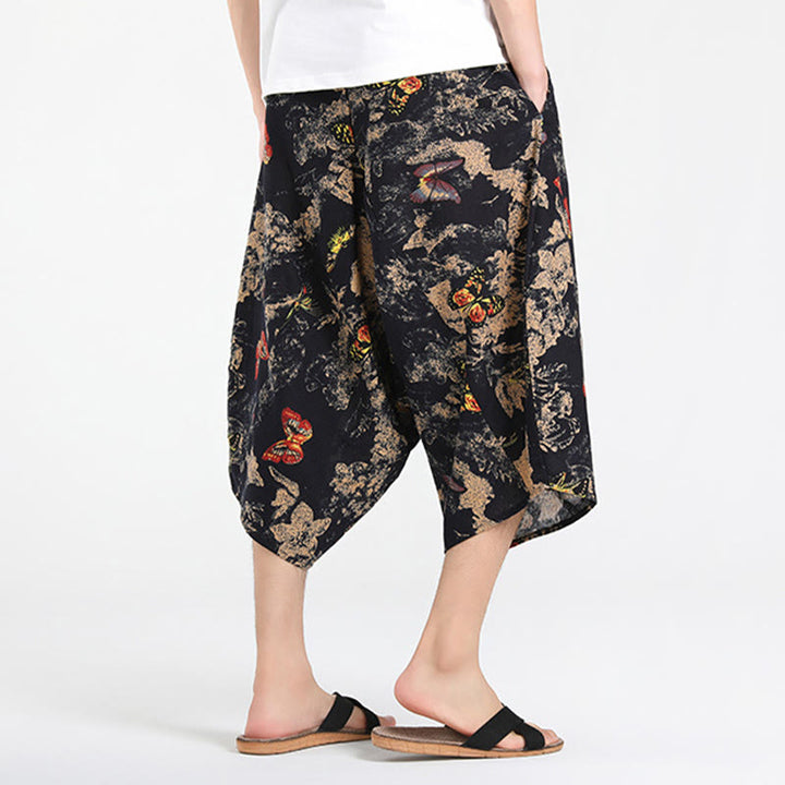 Buddha Stones Summer Boho Casual Drawstring Abstract Geometry Capri Pants Men's Harem Pants With Pocket - image 28