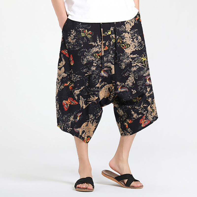 Buddha Stones Summer Boho Casual Drawstring Abstract Geometry Capri Pants Men's Harem Pants With Pocket - image 25