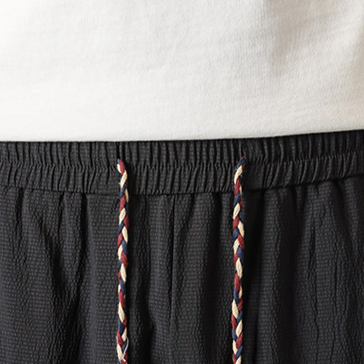 Buddha Stones Summer Tang Style Casual Drawstring Bamboo Print Half Pants Men's Straight Leg Pants With Pocket - image 5