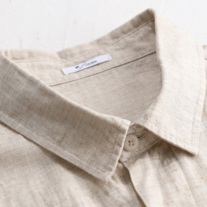Buddha Stones Summer Casual Minimalist Button-Up Stand Collar Solid Men's Short Sleeve Shirts - image 12