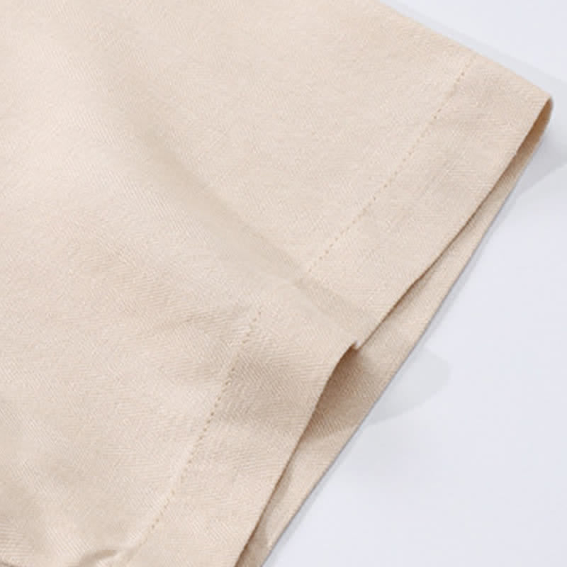 Buddha Stones 2Pcs Spring Summer Casual Minimalist Button-Up Shirt Drawstring Pants Solid Men's Meditation Cloth With Pockets - image 9